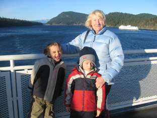 Lil and boys on BC ferry